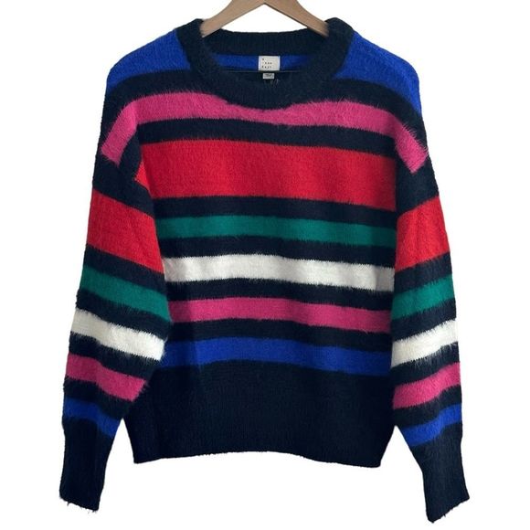 A New Day Cozy Colorful Striped Sweater Women’s Medium - Picture 1 of 6